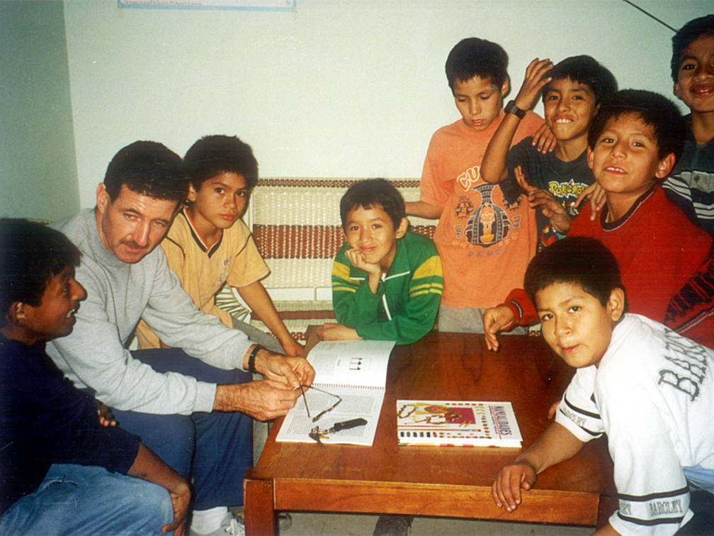 A young Fr. Tony with children at the centre when the years following its opening inn 1997