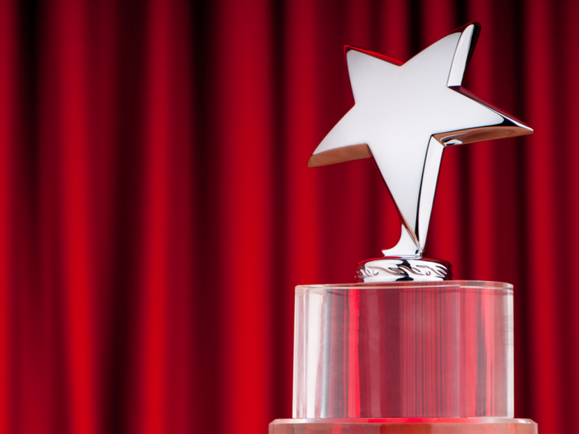 trophy on red background