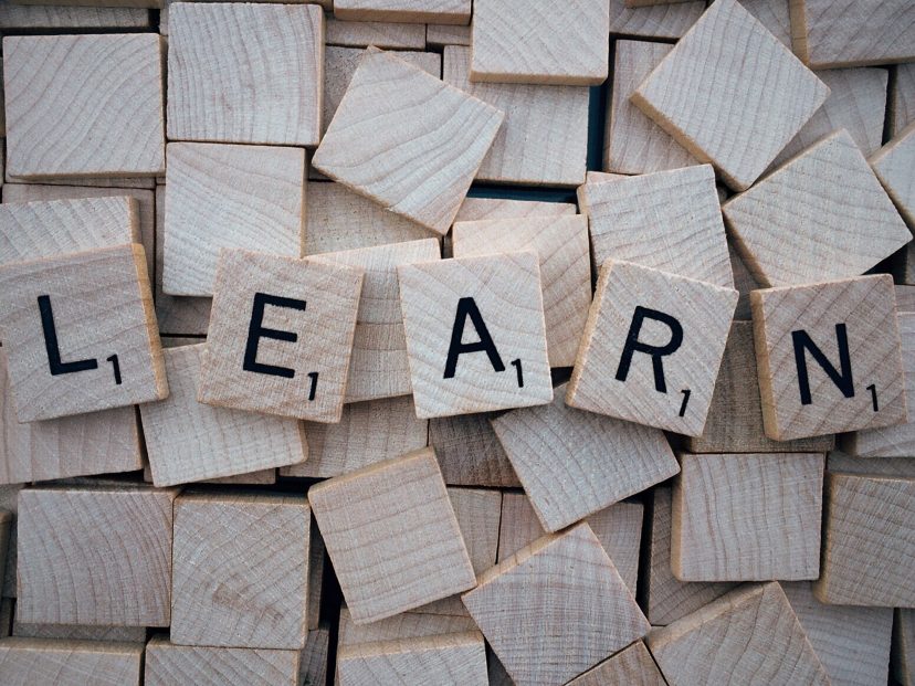 scrabble letters spell the word 'Learn'