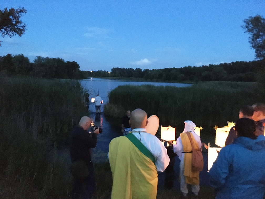 candle lanterns at dusk