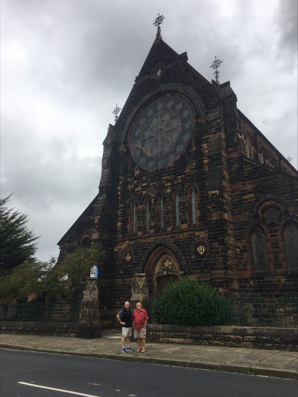 JOhn and Phil outside a church