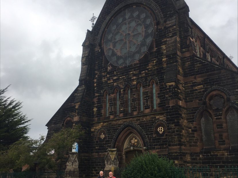 JOhn and Phil outside a church
