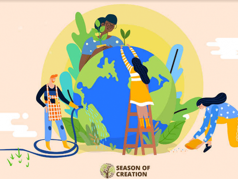 colourful iamge of people looking after the earth