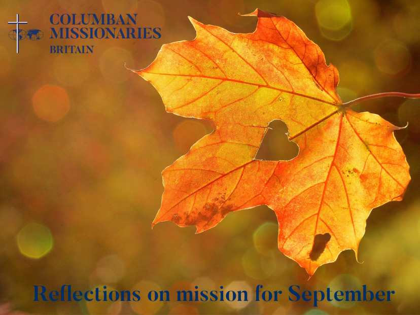 stock image of orange autumn leaf with heart punched out