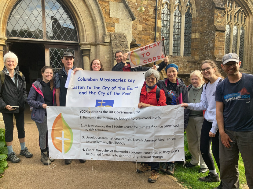 Columban group at the start of their walk