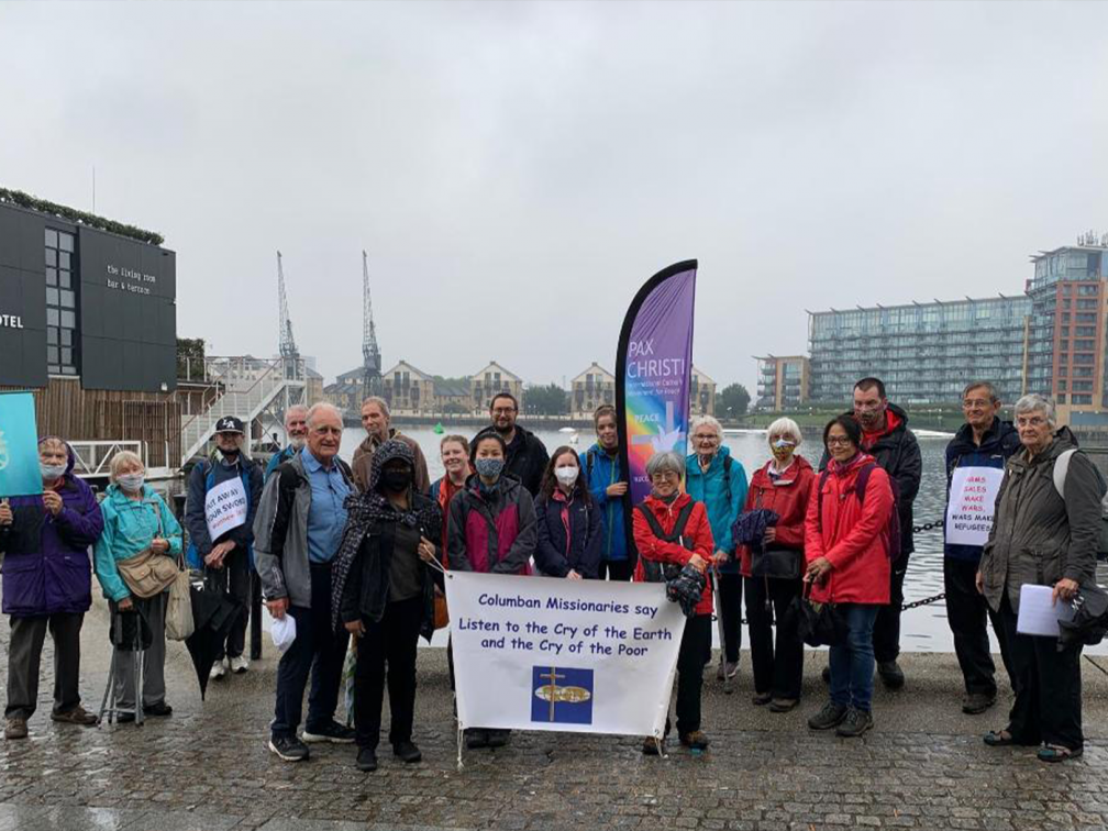 poeple and banners in London march