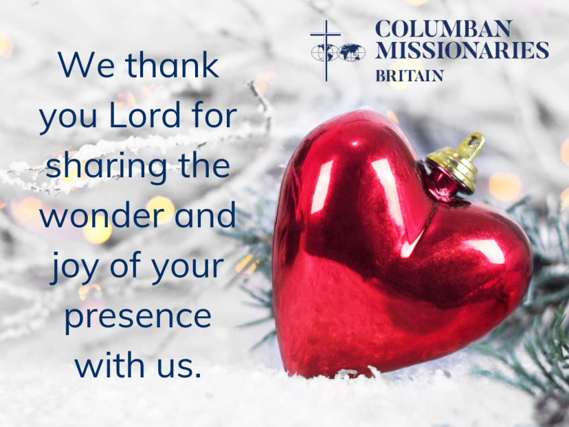 red heart bauble in snow