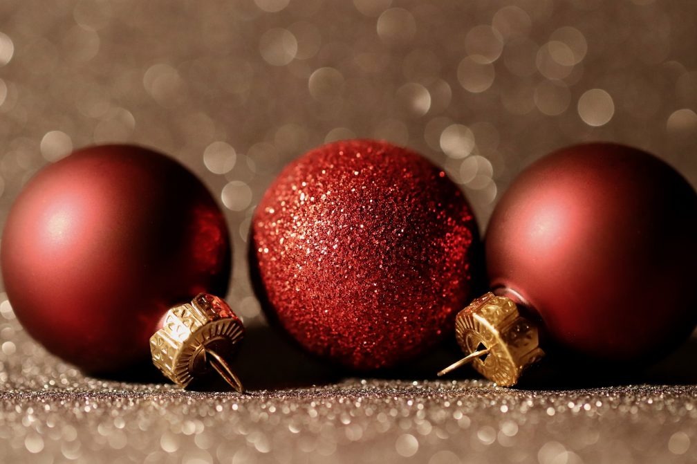 three red baubles