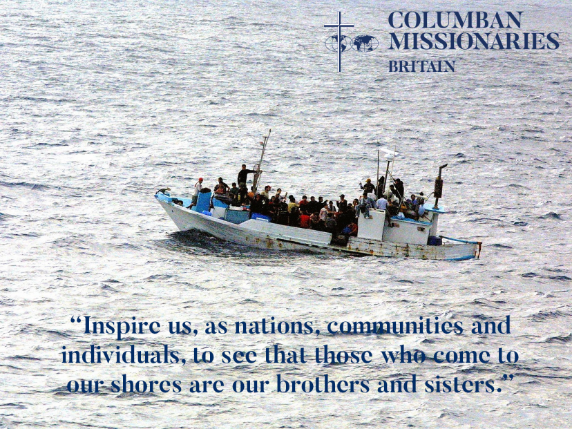 boat with refugees in the sea