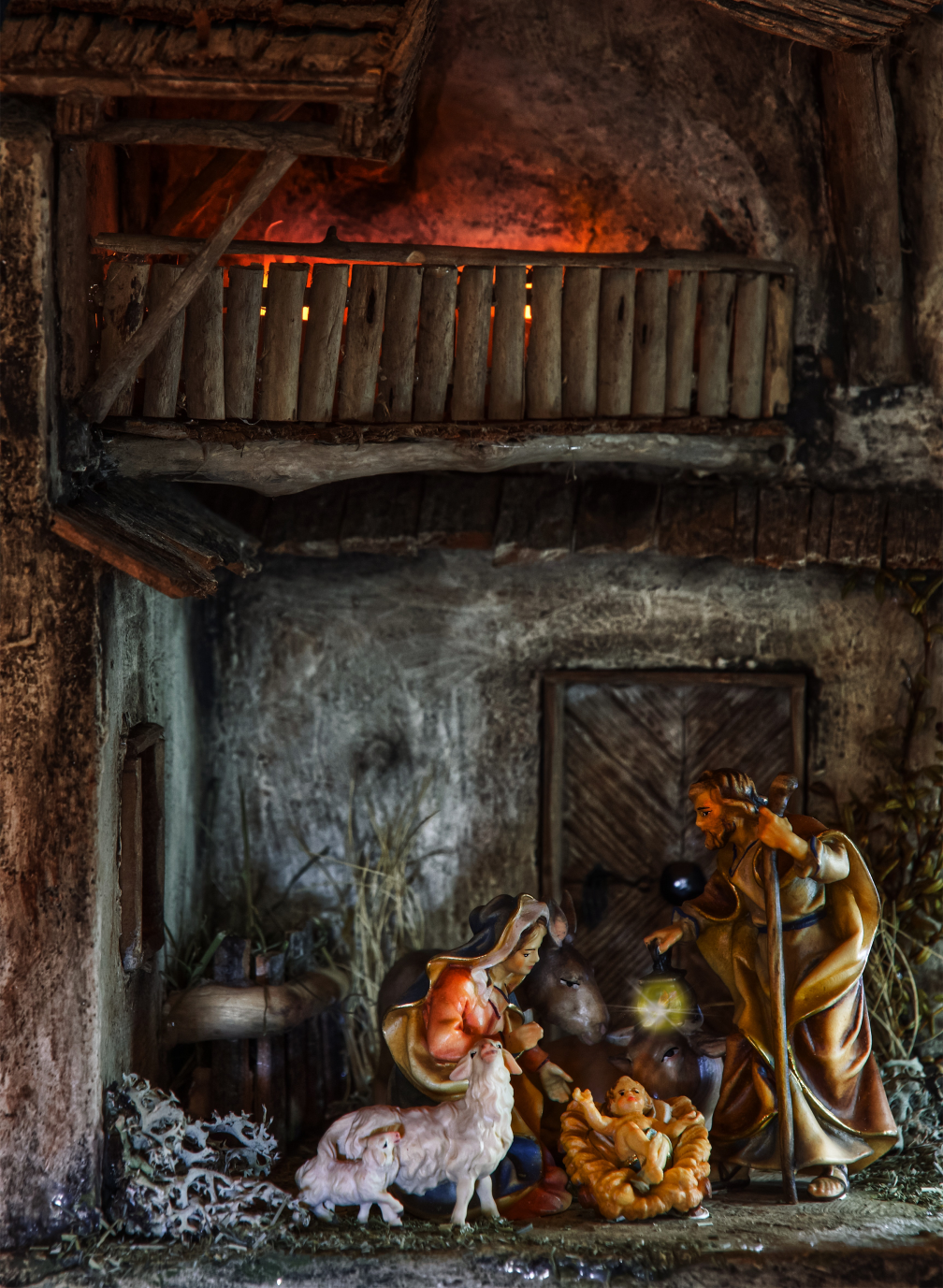 nativity scene in a stable