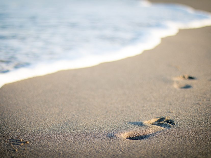 footprints on beach