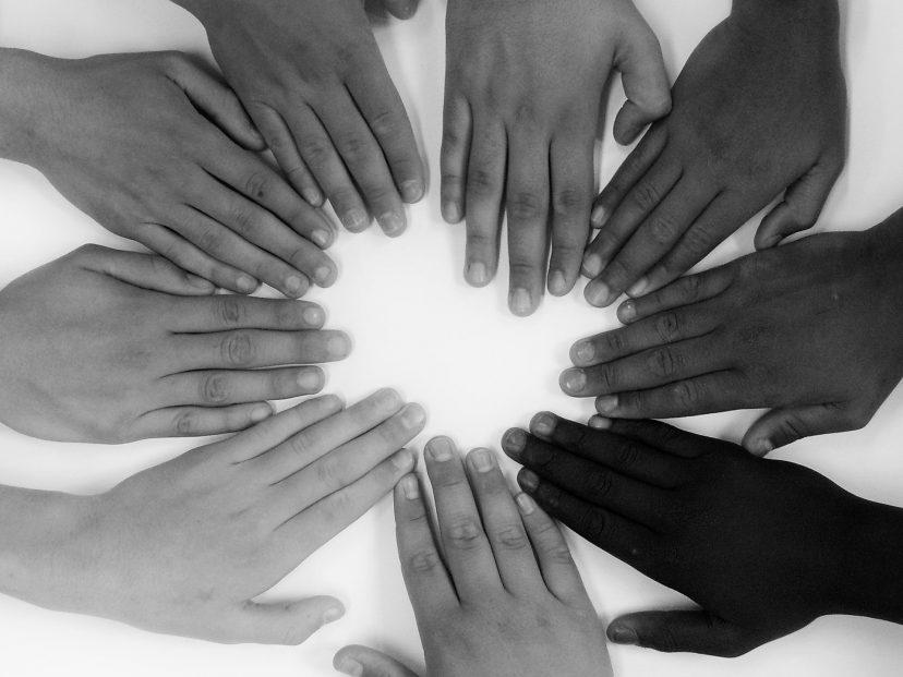 hands of all different skin tones