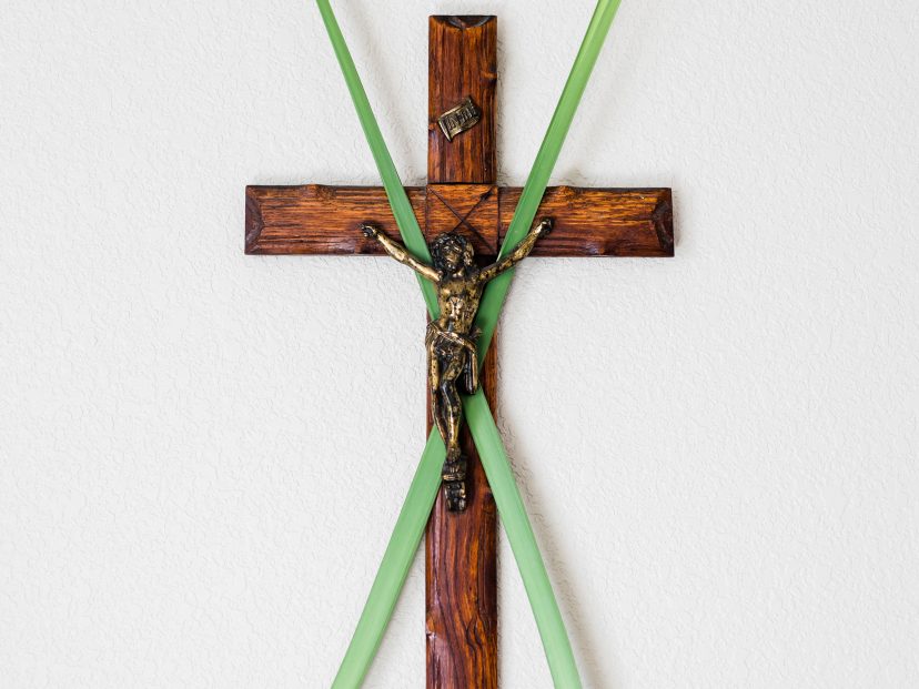 crucifix and palms