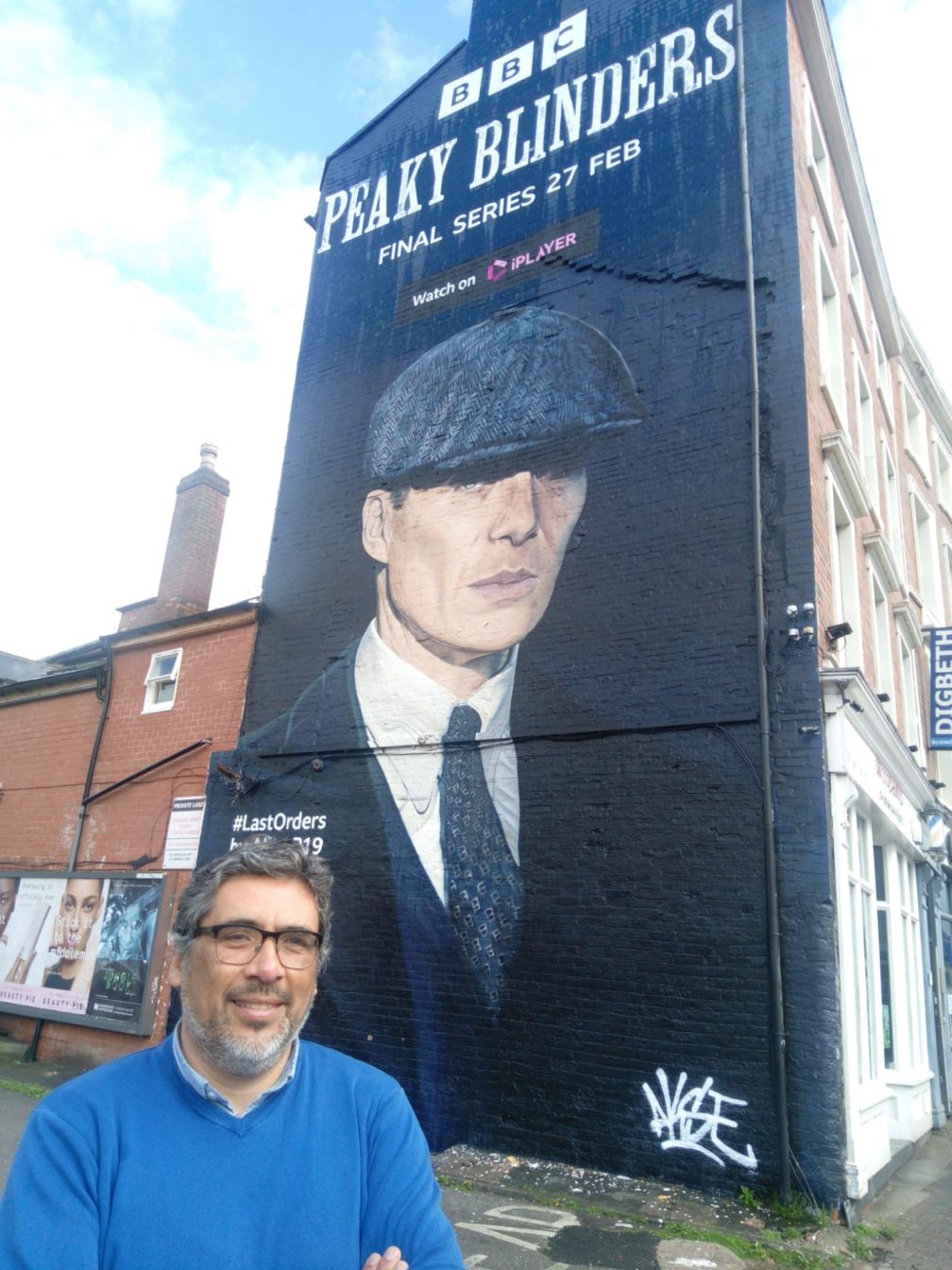 Maurico with peaky blinder wall painting