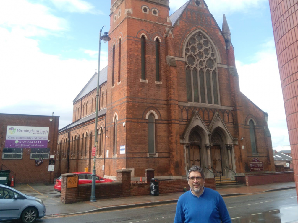 Mauricio in front of St. Anne’s Church, Digbeth