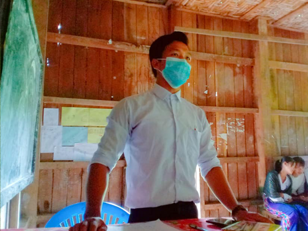 Mr. Zawng Dau teching the students