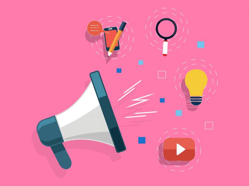 social media graphic pink background