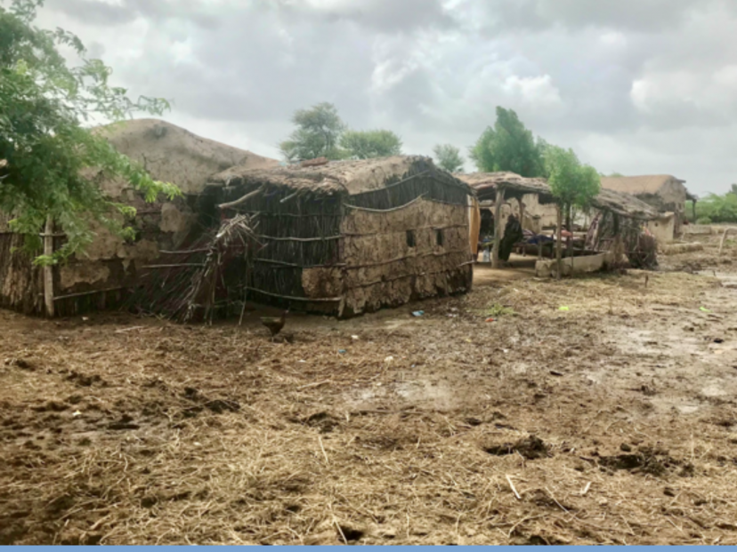 Destroyed homes in Khoski village