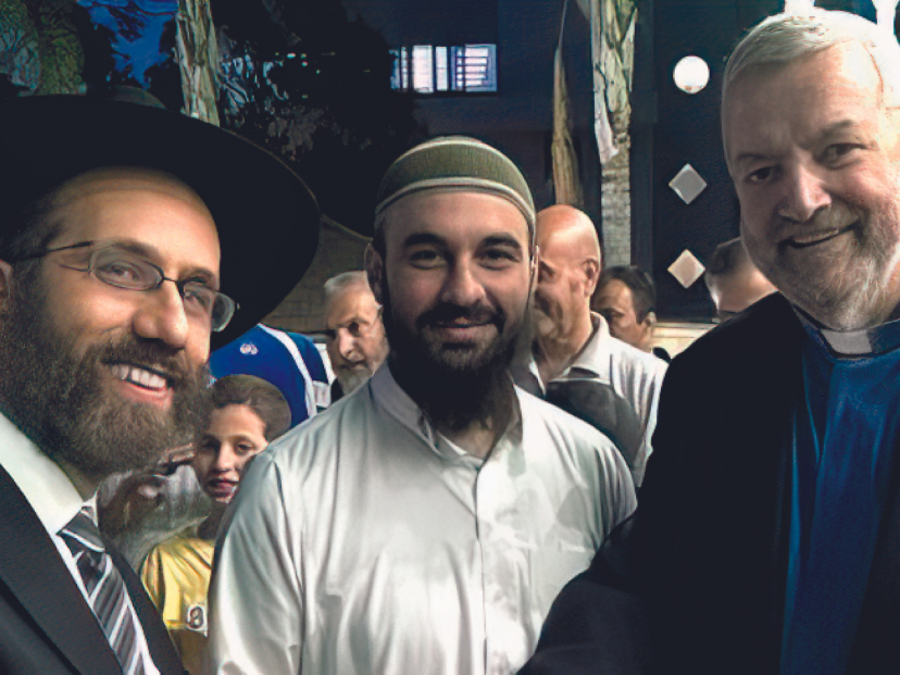 Columban missionary Fr Patrick McInerney with Jewish and Muslim faith leaders.