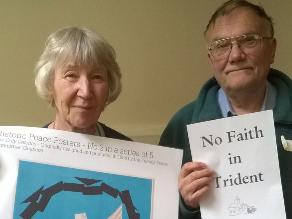 Patricia and Michael Pulham of the Christian Campaign for Nuclear Disarmament protesting against the Trident