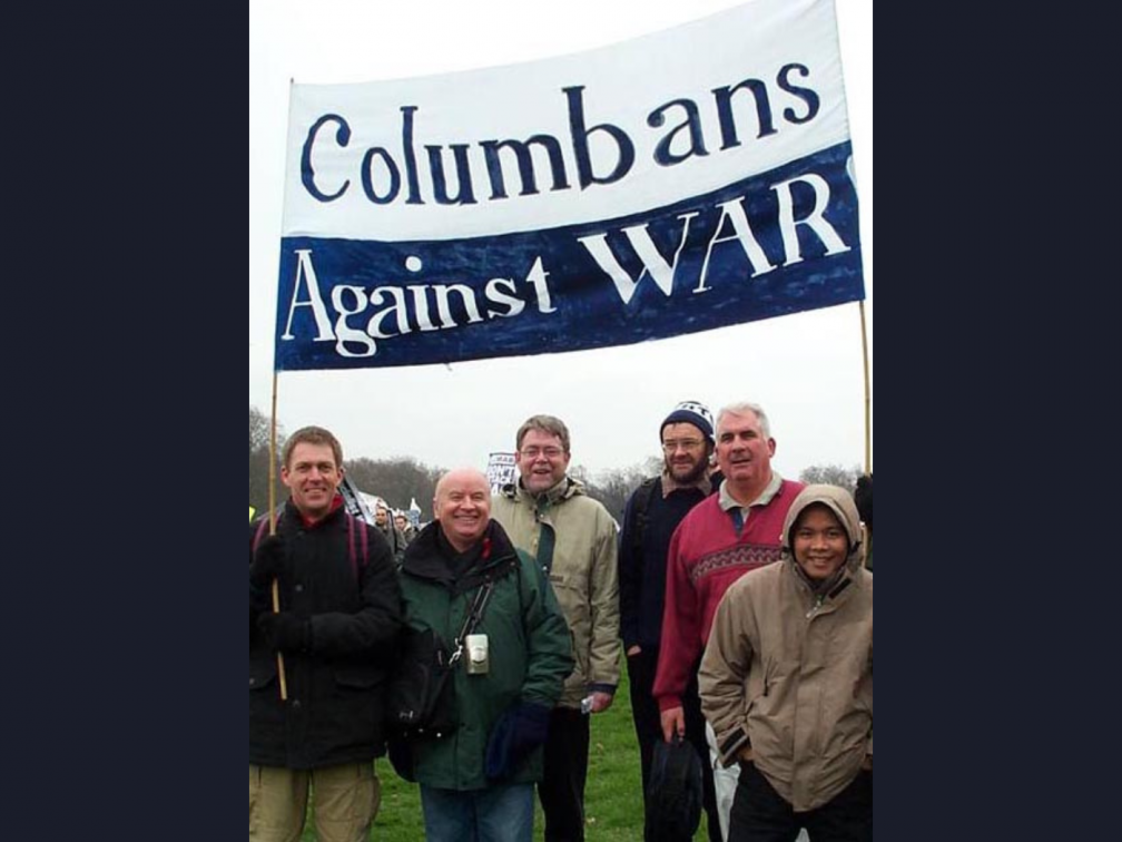 Columbans at a rally against the Iraq War in February 2003