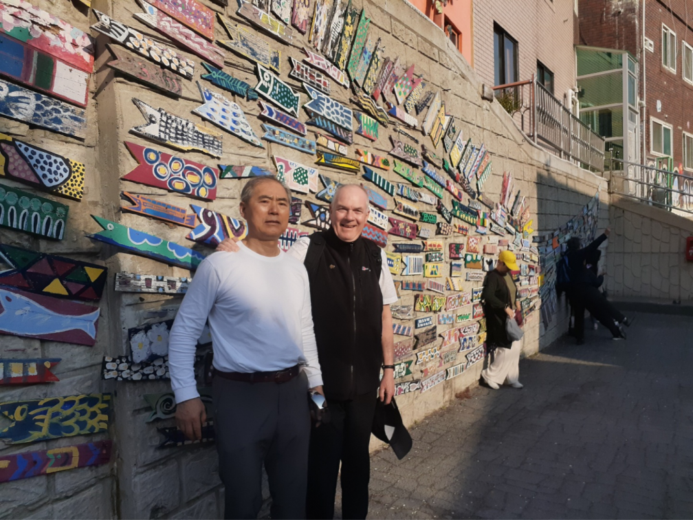 John and Pelagio in front of one of Gamcheon’s murals