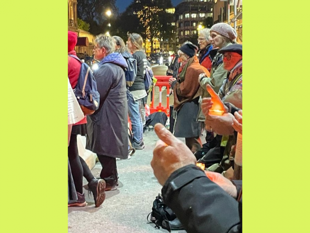 Christian vigil outside meeting of oil company CEOs in October 2023