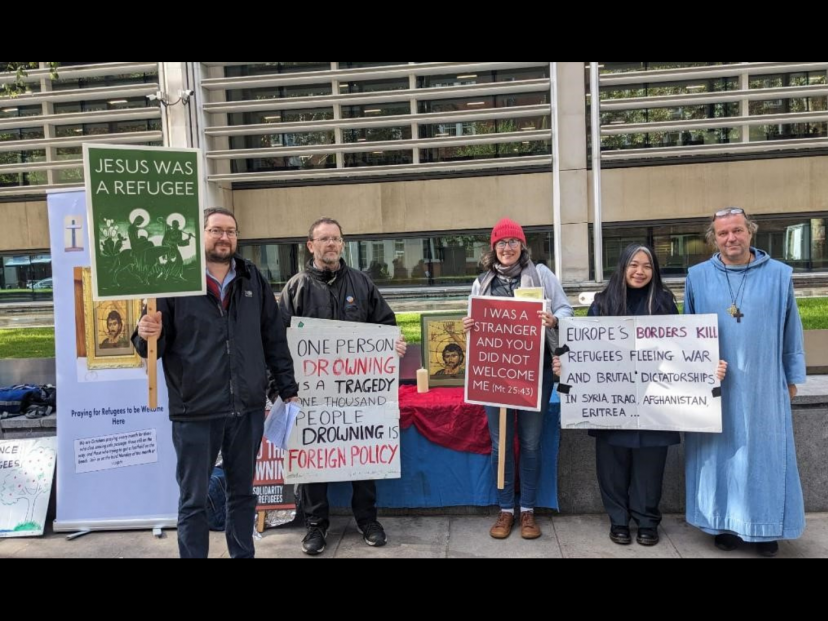 James Trewby & others at the Home Office Vigil for refugees on Monday