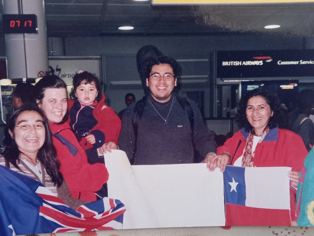 Their arrival at Heathrow Airport on 4 Sept 2001, welcomed by 2 Columban Lay Missionaries