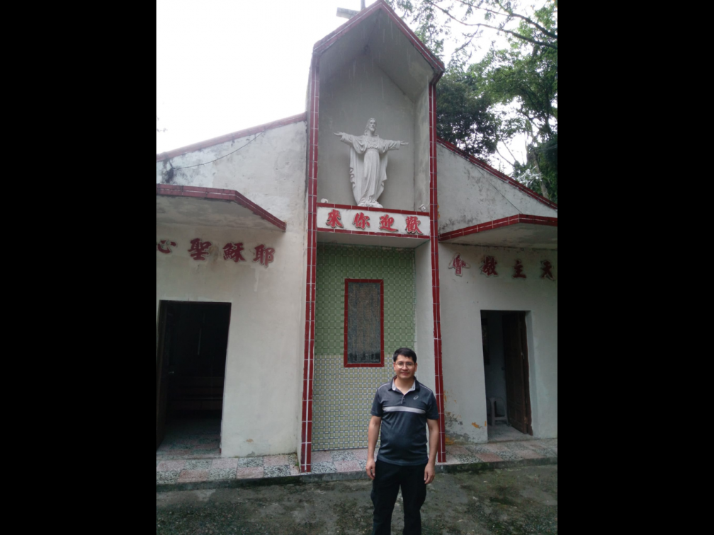 Fr. Salustino outside his parish church high in the mountains of central Taiwan