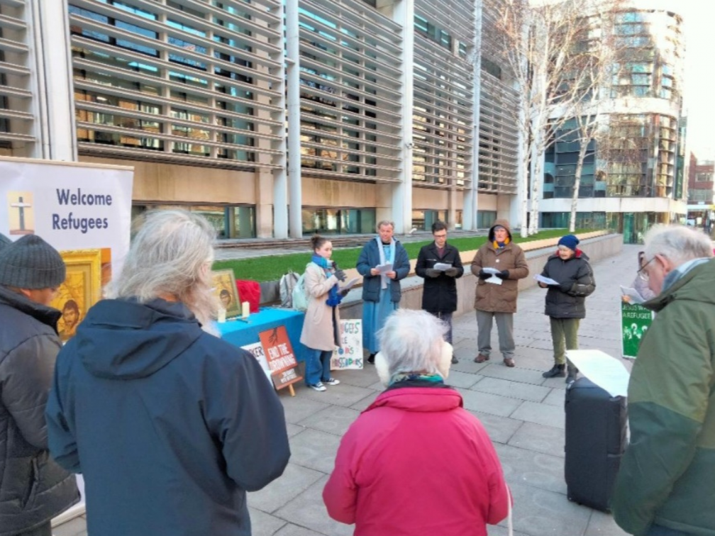 Hannah speaking at the Vigil outside the Home Office last Monday