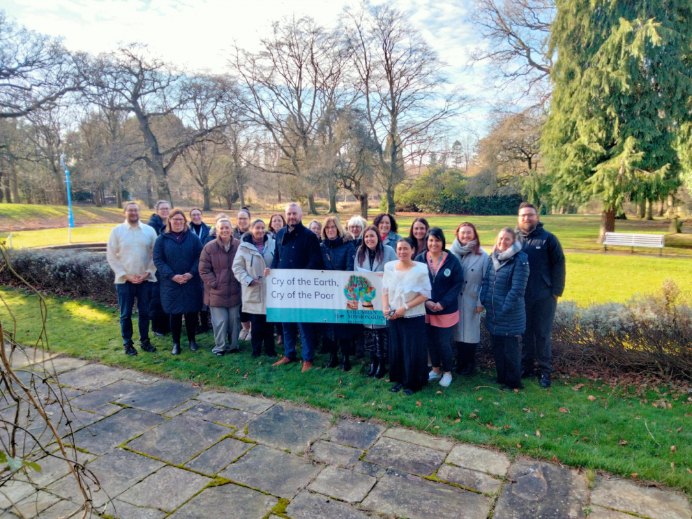 Columbans with teachers on the launch day of tree plantation project in Solihull