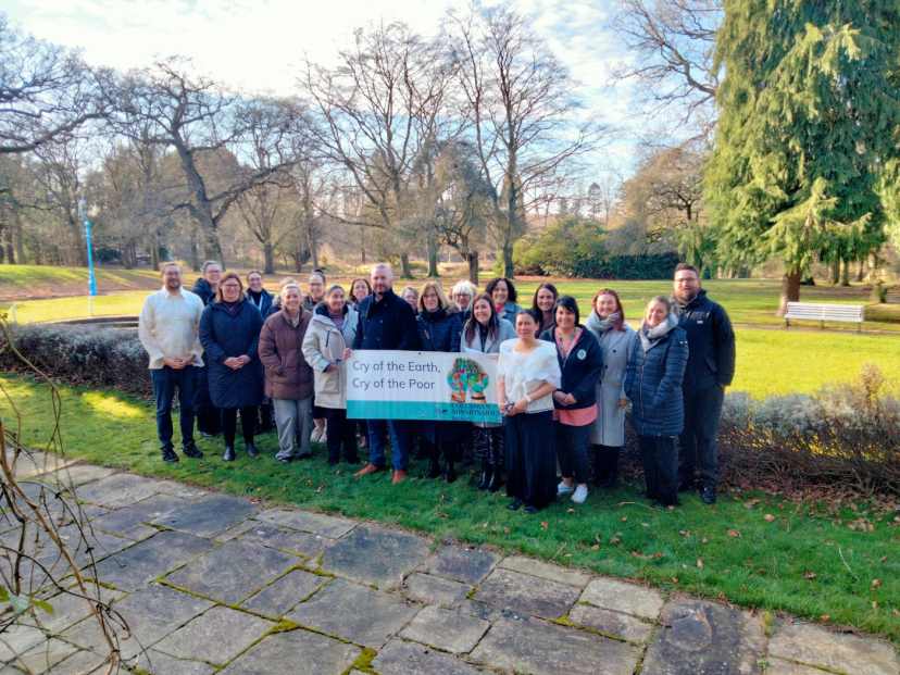 Columbans with teachers on the launch day of tree plantation project in Solihull