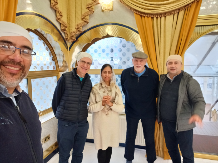 Mauricio, Pat, Ray and Adrian at the Soho Rd Gurwara with host Kiran Jheeta