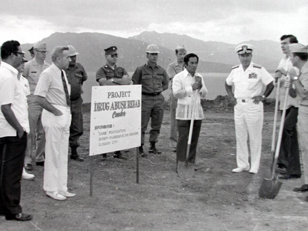 Fr. Shay Cullen gives a welcoming speech on the inauguration of the Preda home for children and youth in conflict with the law February 1974