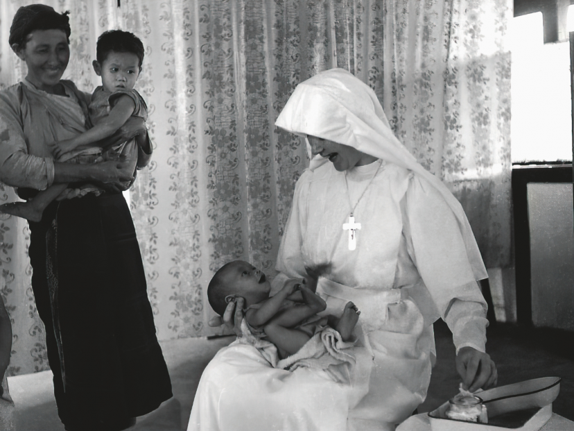 Sr Dorothea Byrne at work in a clinic in Burma. Photo: Columban Sisters Archive