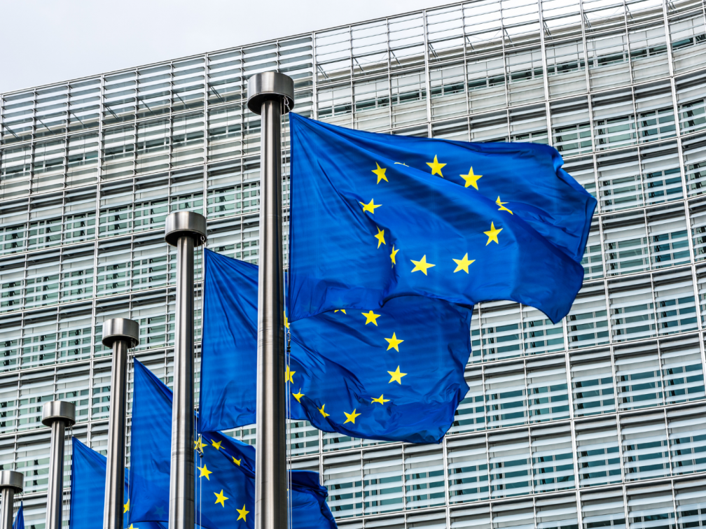 European union flags in Brussels