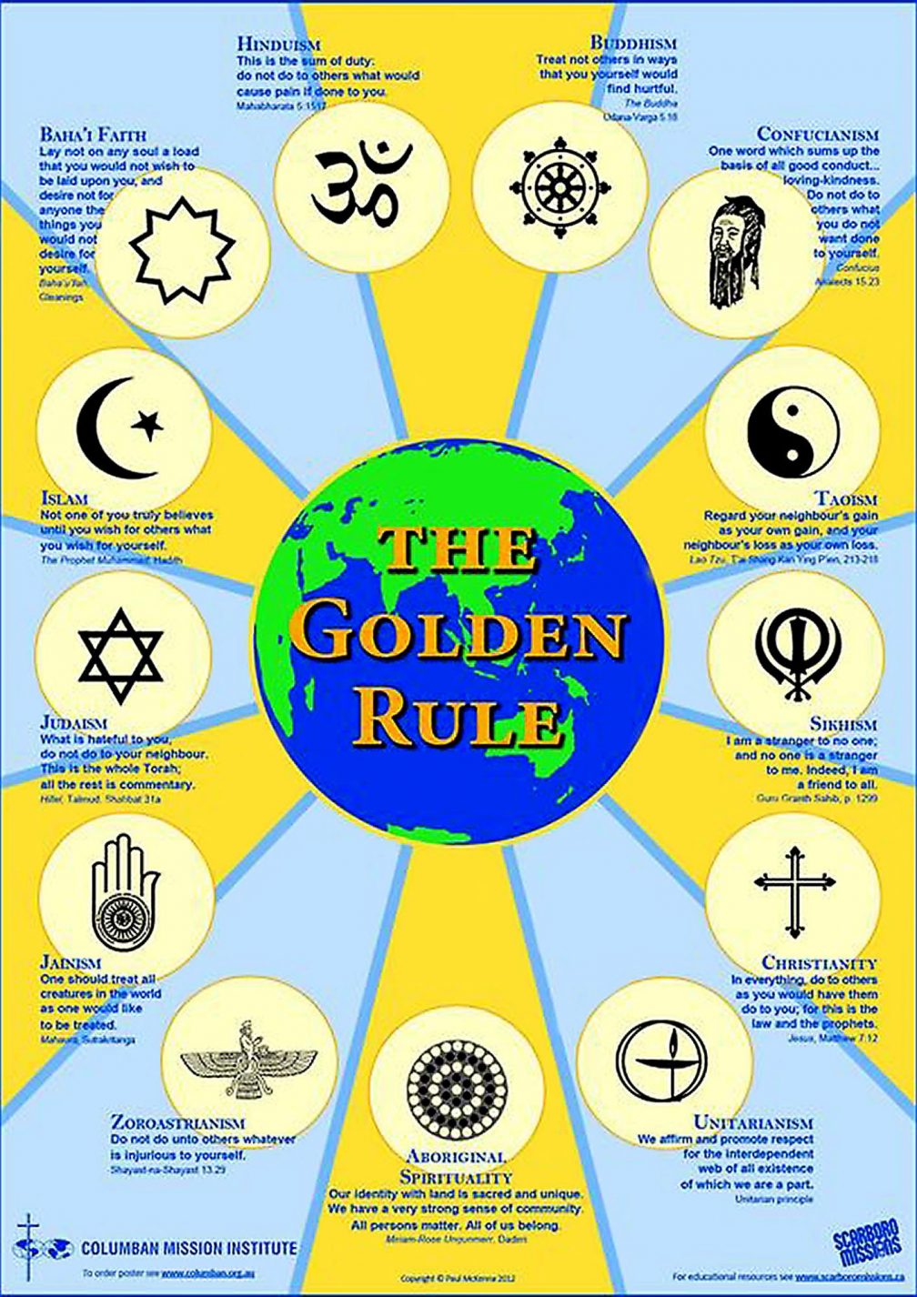 The Golden Rule is found in numerous religions, cultures, ethical systems, secular philosophies, indigenous traditions, and even in the mathematical sciences (e.g. the golden mean). It is often described as a universal ethical principle. It emphasises the values of mutuality, interdependence and reciprocity.
