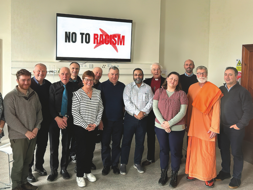 Columban missionaries Fr Paul Glynn and Fr Pat Colgan along with Columban co-worker Michael O’Sullivan at the launch of the Dublin City Interfaith Forum’s ‘No to Racism’ campaign.