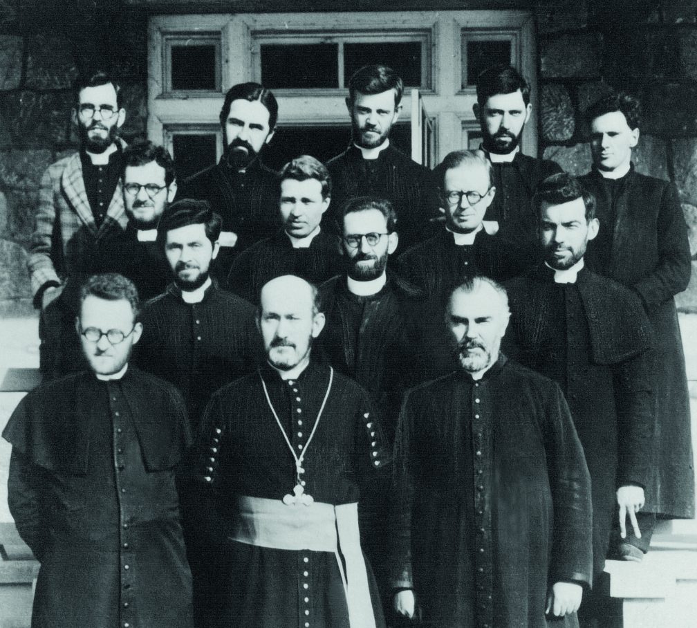A Japanese propaganda photograph of priests of the Prefecture of Ch’unch’on interned in 1942