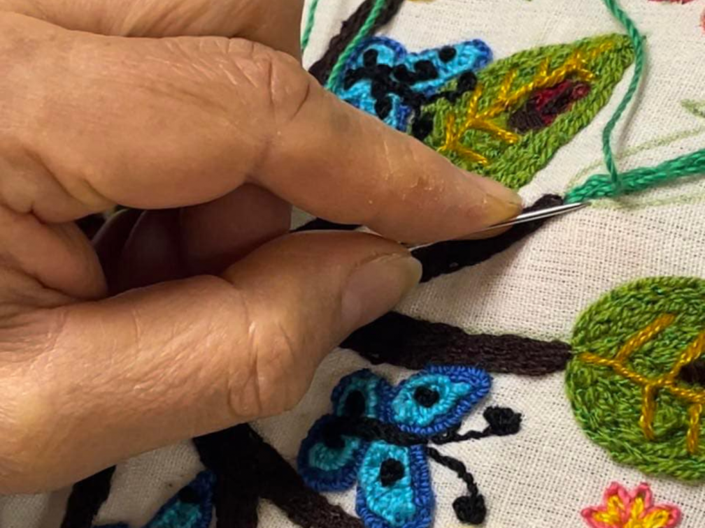 Lilibeth and her tree embroidery