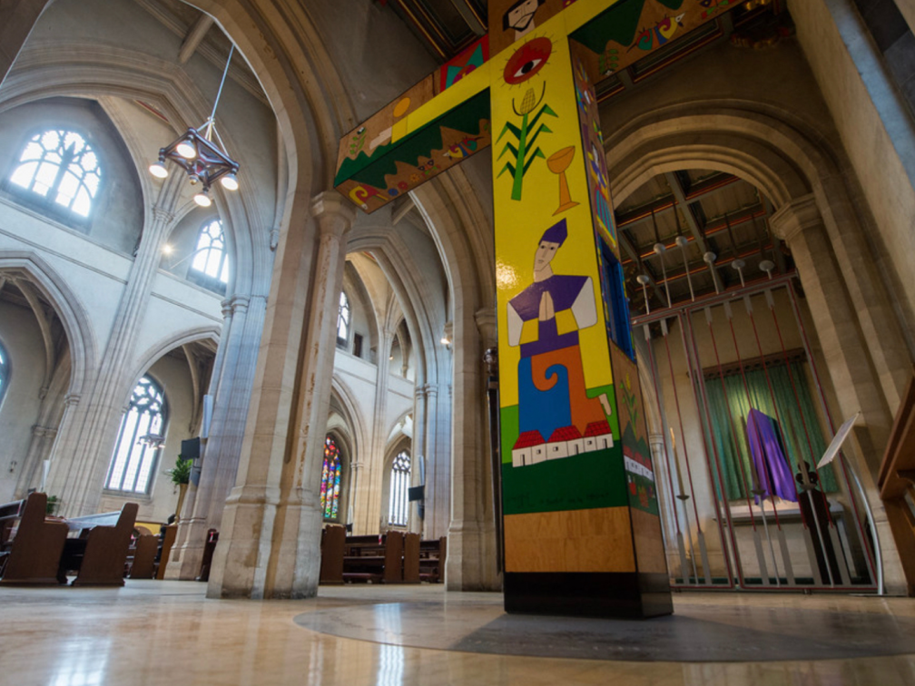 Romero Shrine at St. George's Cathedral, Southwark with the Romero Cross. Image credit: Archdiocese of Southwark