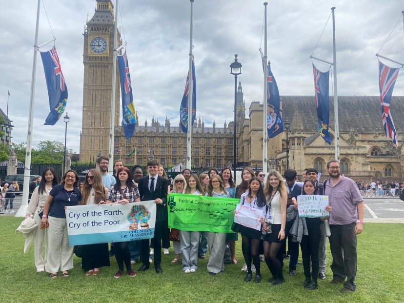 The Columban group outside Parliament