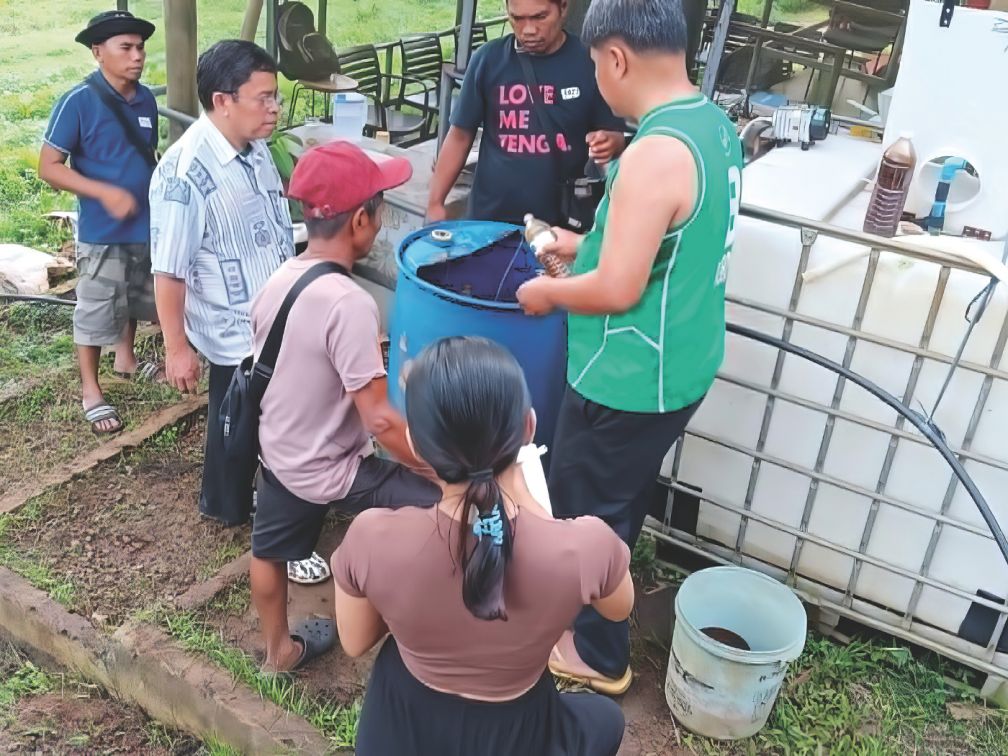 Preparing the natural compost during the workshop.