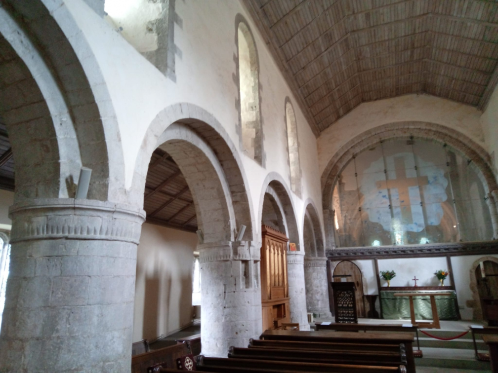 The superb Romanesque pillars and arches of Ewenny Priory attest to its Normal origins