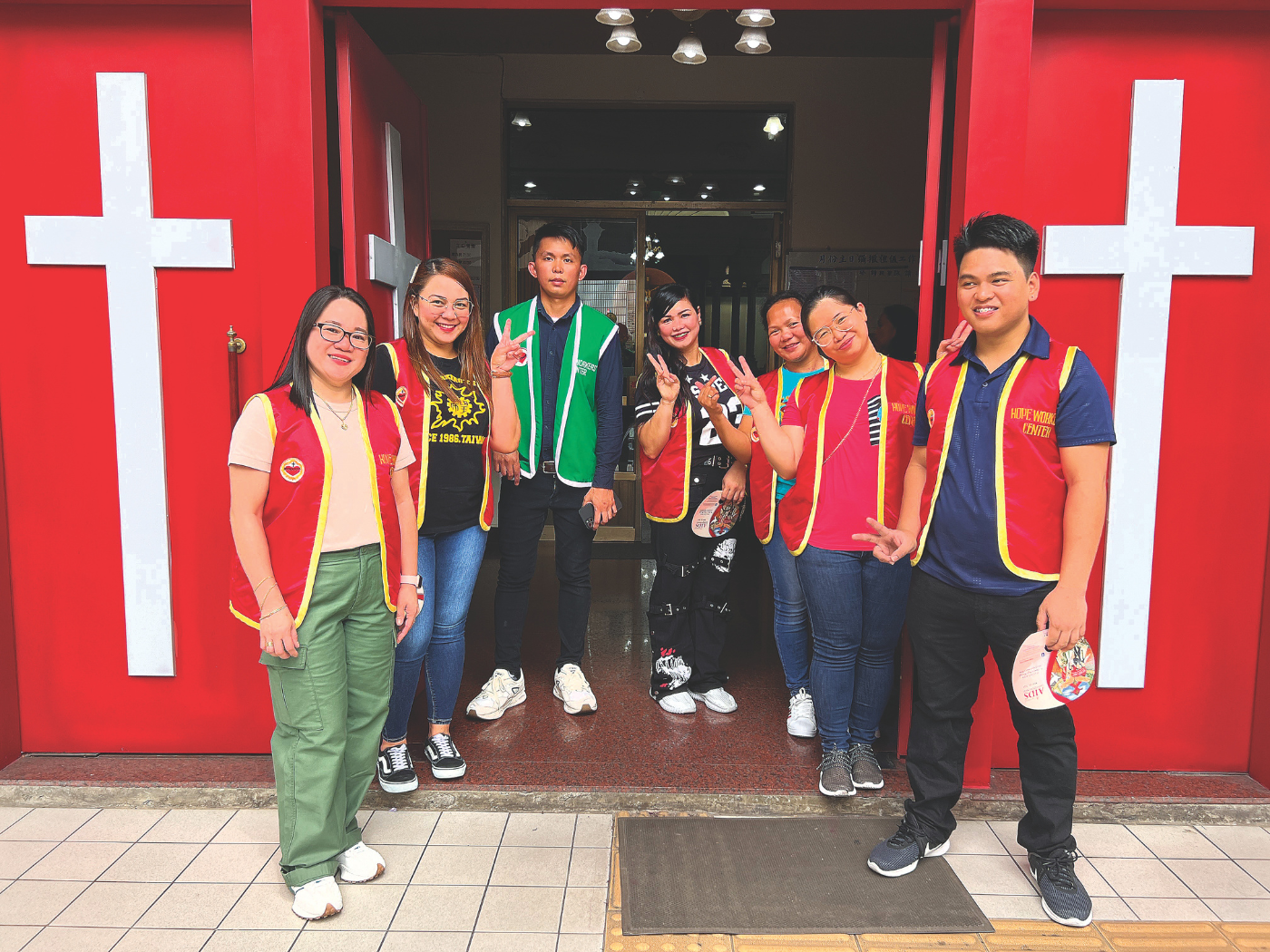 Hope Workers’ Centre ushers welcoming parishioners in Taipei, Taiwan