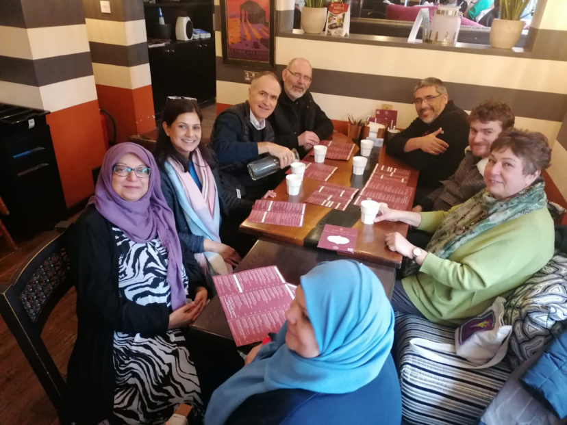 Mauricio Silva and Columbans at a working lunch with Violet Owen from the Baha’i community and friends from at the Al-Abbas Centre in Birmingham
