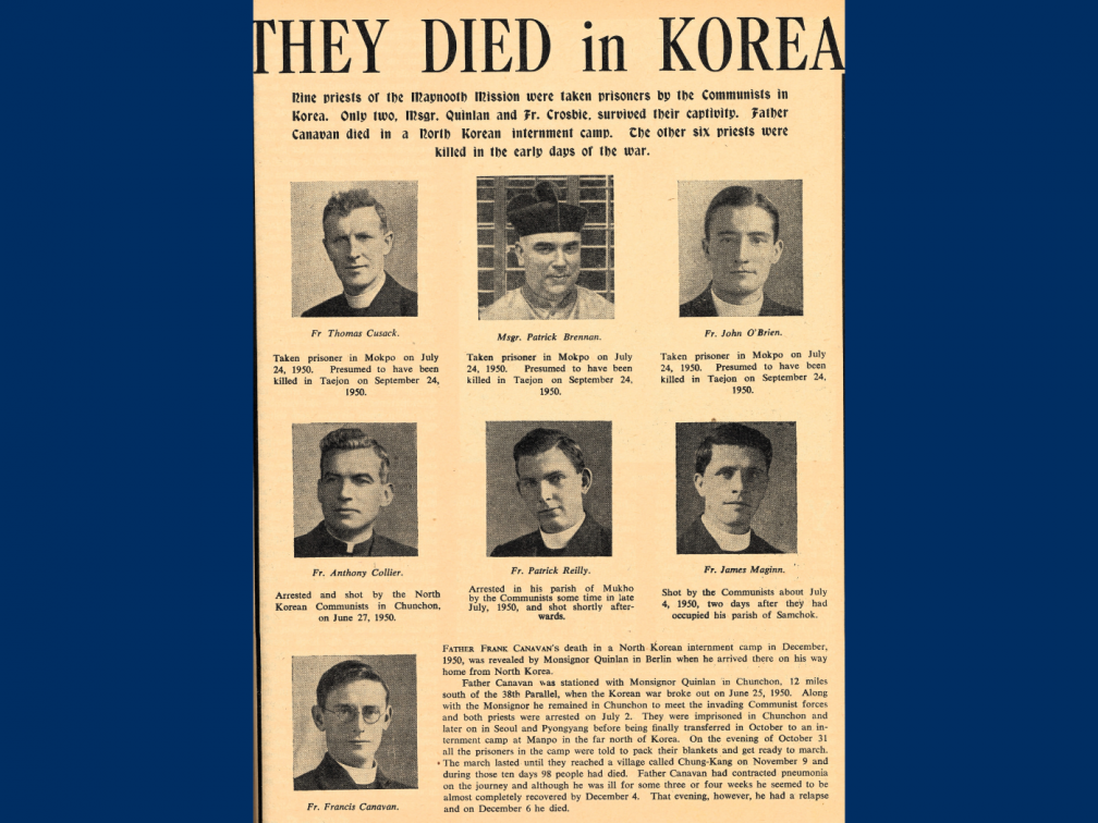Columbans who died violently in the Korean War from the Far East magazine 1953