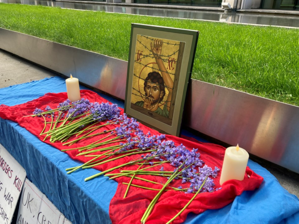 A focus for prayer at the vigil outside the Home Office