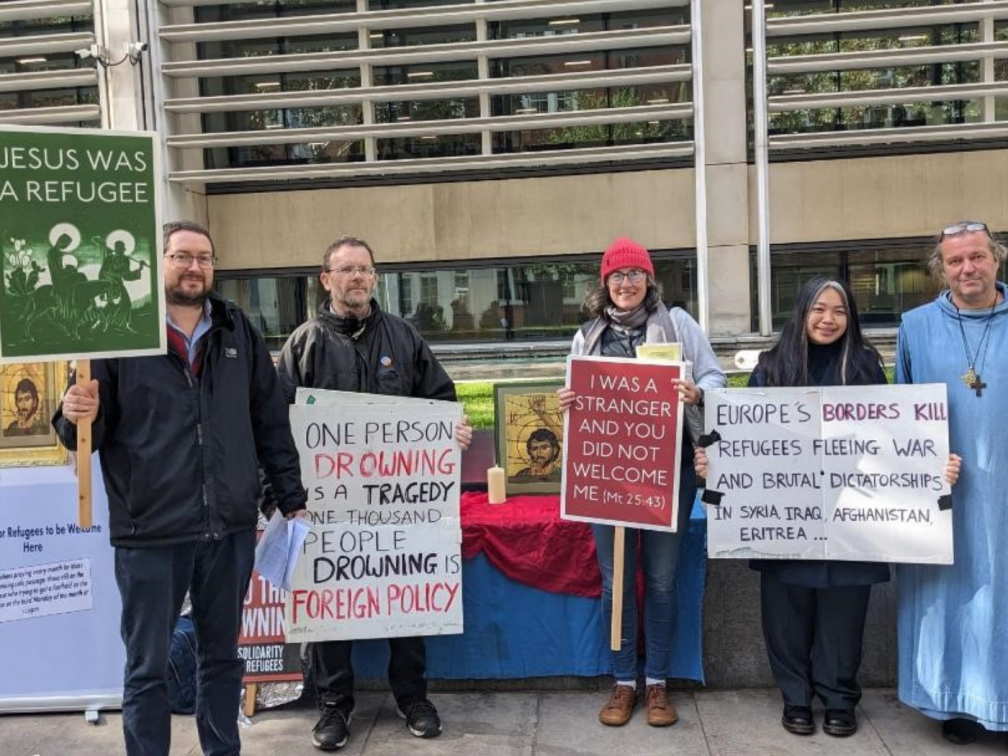 James Trewby and others at the Home Office Vigil for refugees